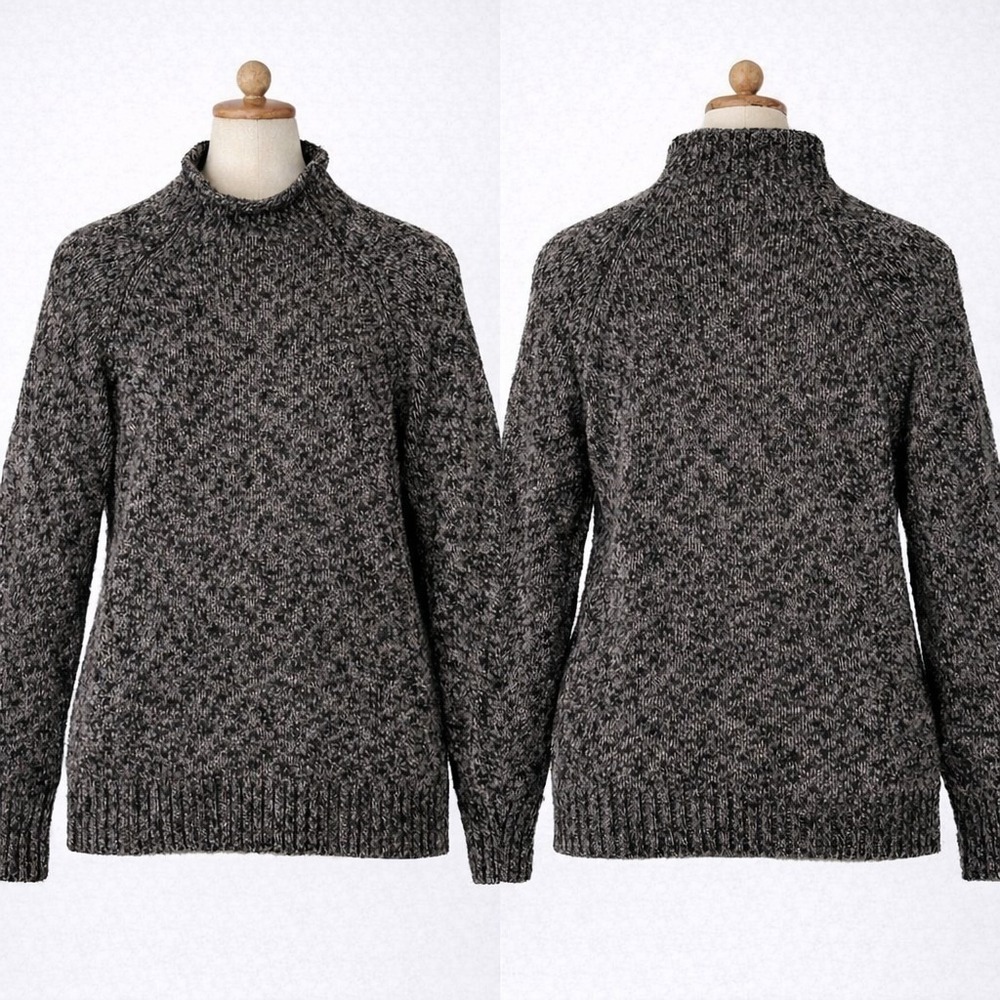 L.L. Bean Dark Gray Cotton Ragg Sweater Funnelneck Pullover 507416 Size X-Small